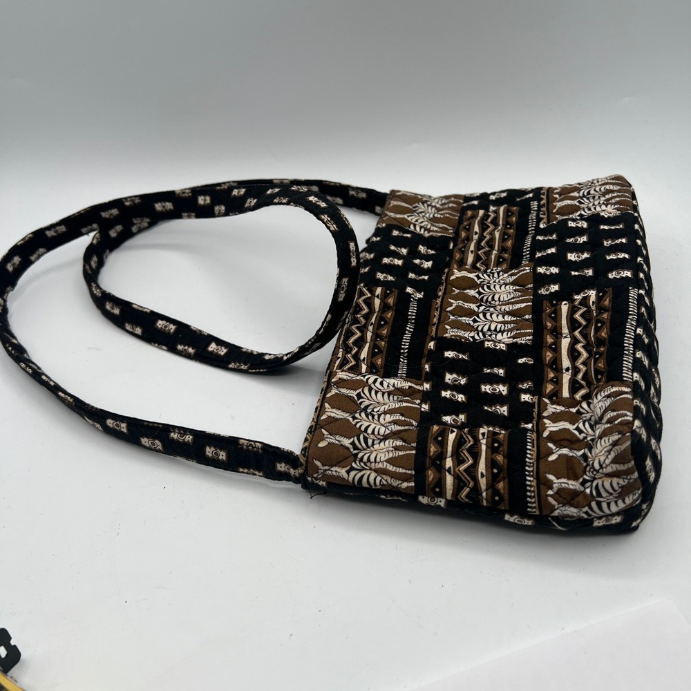 Vintage Vera Bradley zebras Quilted Cotton shoulder Bag Zebra Print Brown